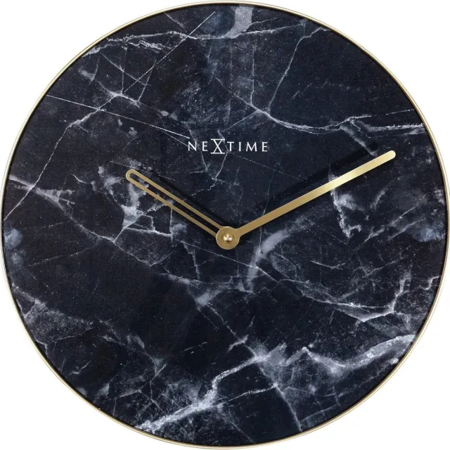 NeXtime Moderne Marble Wandklok - Zwart/Goud, 40 cm