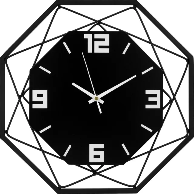 QUVIO Wandklok - Klok - Grote Wandklok - Muurklok - Keukenklokken - Badkamerklok - Voor binnen - Metaal - Zwart - 34,5 cm