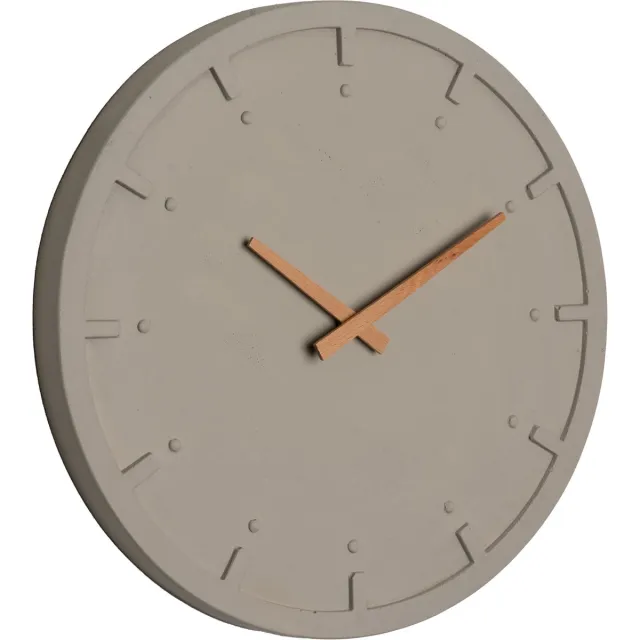 gratefulliving Grateful living- Betonnen Wandklok Ø 35 cm – Stil Uurwerk – Minimalistisch Design – Houten Wijzers Grijs