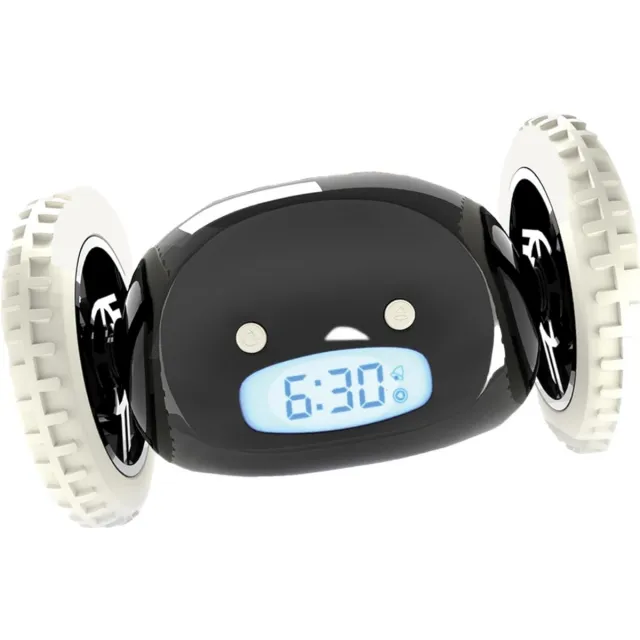 carmdering Wekker voor zware slapers - Alarm Klok op Wielen - Wekker - Alarm Klok - Rollende Wekker - Hard Alarm en Trilling - Batterij Bediend - Grappig Cadeau zwart