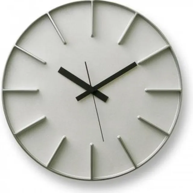 Lemnos Edge-Wandklok-Large-Alu-Massief-Aluminium matgrijs