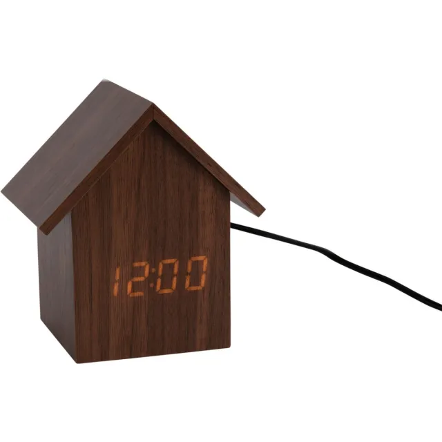 Karlsson Wekker House LED - Bruin - 7.3x9.7x10.8cm - Modern - Wekker voor slaapkamer - Wekkers