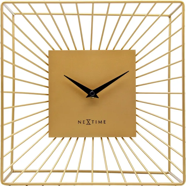 NeXtime Tafel/Wandklok 25x25x12cm - Stil - Goud - Metaal - NeXtime 'Vasco Table'