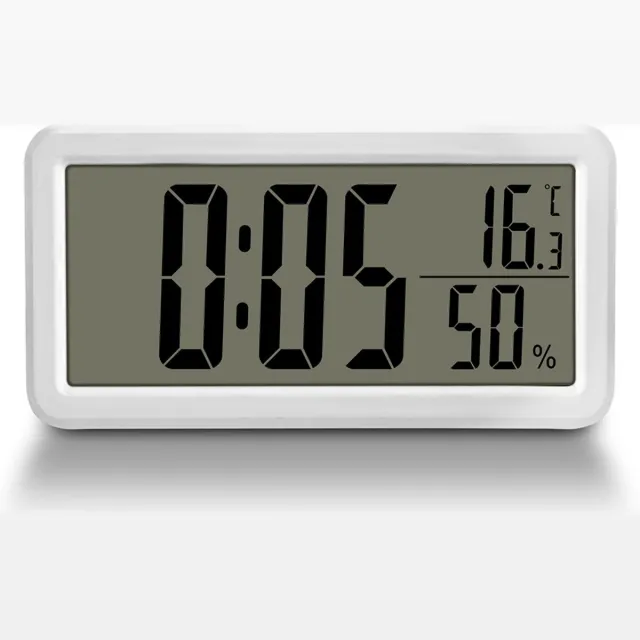 Ynkkvre Digitale wandklok op batterijen met grote cijfers, temperatuur, uursnotatie voor kantoor, woonkamer, slaapkamer wit