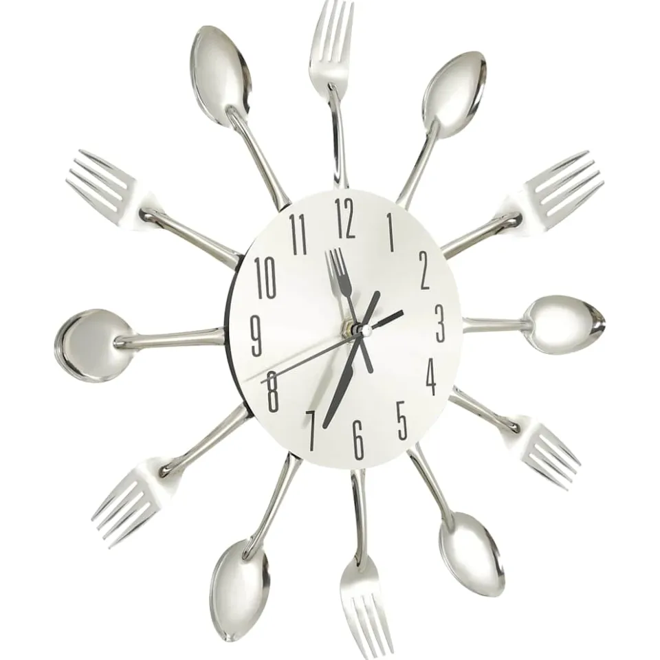 vidaXL Wandklok lepel-en-vork 31 cm aluminium zilverkleurig