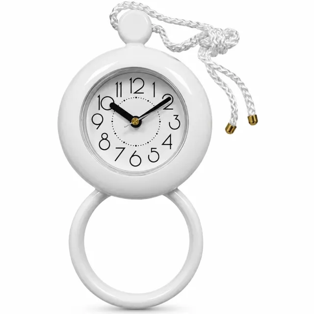 SWGOTA Witte waterdichte badkamerklok met handdoekring en ophangkoord - diameter 115 mm - analoge wijzerplaat