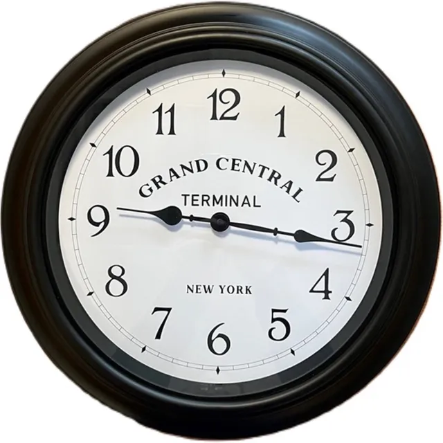 Boltze Home Wandklok New York - Stationsklok - Klok - kunststof en glas - 39 x 39 x 5 cm Zwart