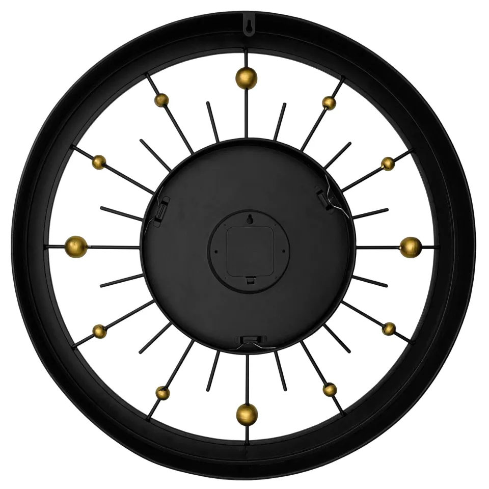 Wandklok 60cm-Geruisloos-Zwart-Metaal-NeXtime 'Orbit', foto 5