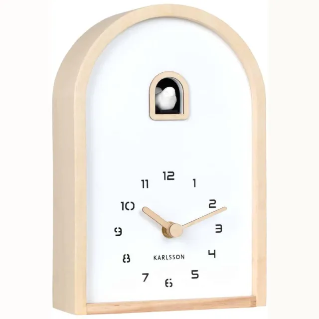Karlsson Wandklok Curva Cuckoo - Lichtbruin - 6.4x16.8x24.8cm - Wandklok Modern