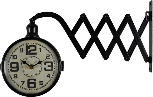 OSTARIA Wandklok/muur klok - stretchklok - station klok - D16 cm - metaal - zwart - woonkamer