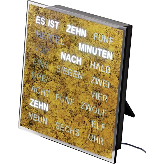 Intertime Woordklok | Wandklok | Tafelklok | 20x20 | Epoxy Brons | Duits