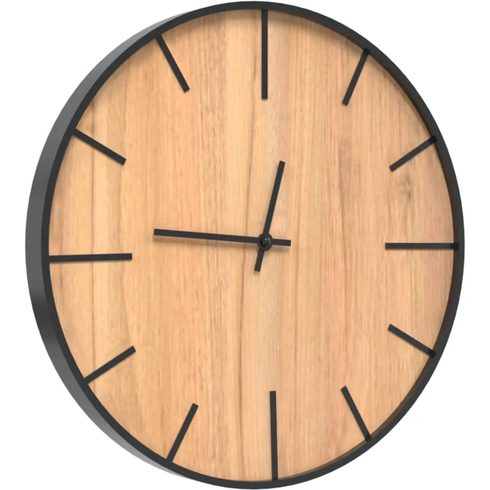 vidaXL Wandklok Ø39 cm ijzer en bewerkt hout bruin
