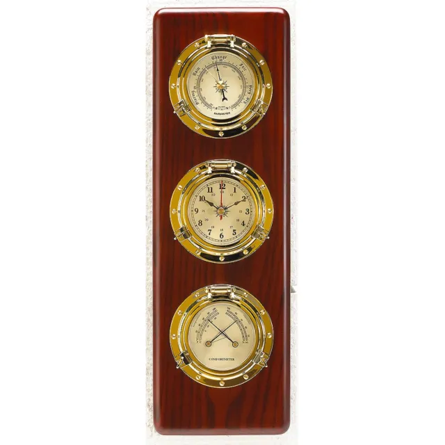Compass 3-instrumenten serie op hout Mahonie/Messing