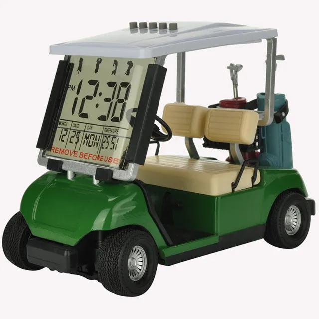 Stripe digitale wekker als golfkarretje - Met datum en temperatuur Golf Cart Wekker Groen