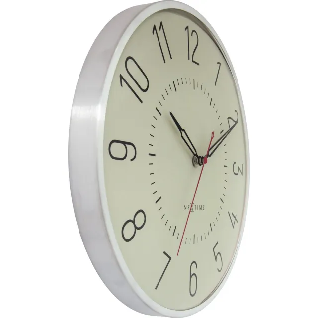 NeXtime Wandklok 30,5cm-Koepelglazen lens-Silent-Silver/Lichtgroen-aluminium-NeXtime 'Rotterdam'