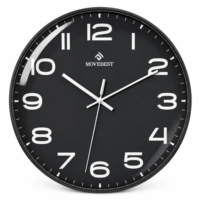 SWGOTA Ronde wandklok 12 inch - Stil kwartsuurwerk - Zwarte rand en wijzerplaat - Grote cijfers - Enkelzijdig - Per stuk