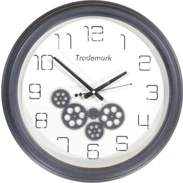 Goods Klok met tandwielen Ø 52,5cm zwart/wit ZwartWit
