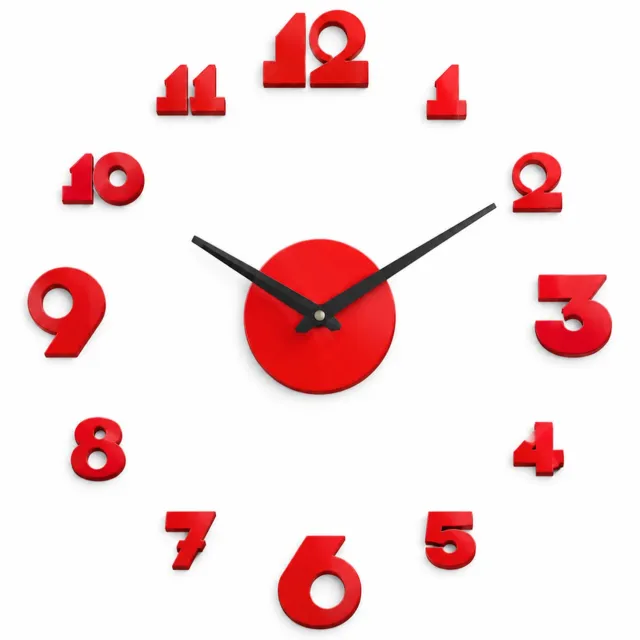 SWGOTA Rode wandklok met losse cijfers - diameter 40-50 cm - stil sweepuurwerk - ronde wanddecoratie - 1 set Rood
