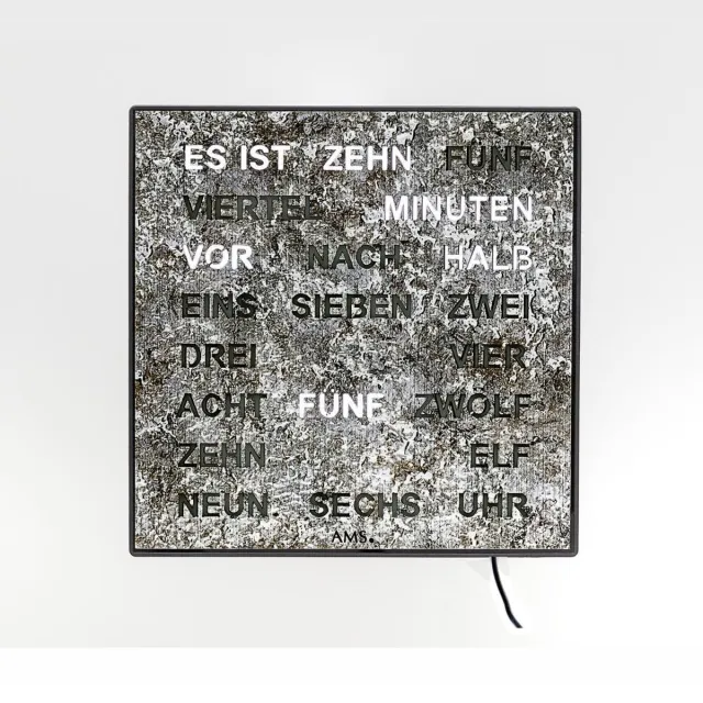 Intertime Woordklok | Wandklok | Tafelklok | 28x28 | Grafiet | Duits