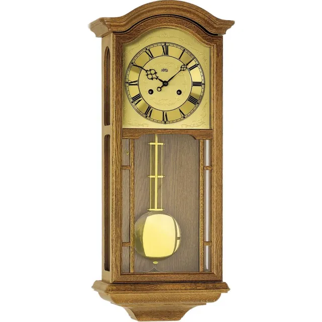AMS R650/4 - Wanklok - Analoog - Mechanisch - Regulateur - Overig - Hout - Glas - Romeinse Cijfers - Bruin - Goudkleurig