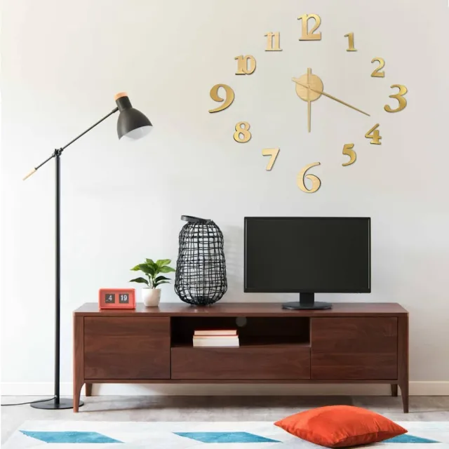 vidaXL 3D-wandklok modern XXL 100 cm goudkleurig, foto 2