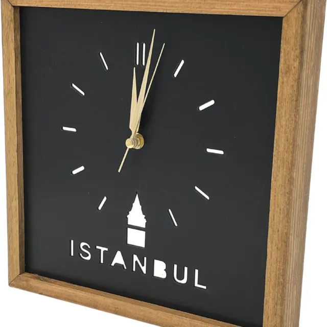 Bubidekor M&Z Collectie-Moderne Wandklok Istanbul 30x30 - Wanddecoratie - Kunstwerk - Kunst aan de muur - Houten kunst - Klok - Klokken Zwart