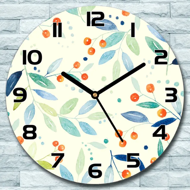 Coloray Wandklok - Bessentakjes Glazen Wandklok - 30fi cm - Romig Wandklok - Wandklok Ronde - Wandklok Modern - Wandklok Keuken - Stille Wandklok Romig - Bessentakjes - Zwarte Handen