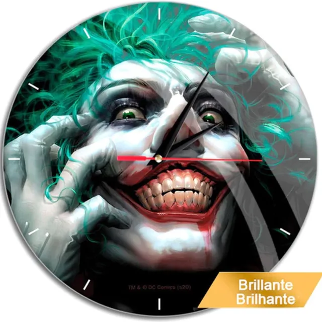 ERT Group Wandklok The Joker- Batman- 30 cm rond- Glossy print- Horror- eng- geluidloos. groen