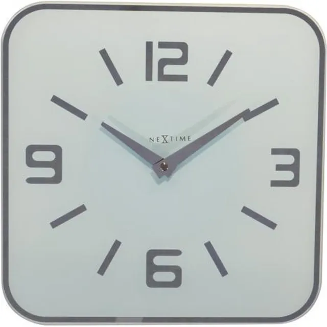 NeXtime Wandklok - 43 cm - Glas/Spiegel - Wit - 'Shoko'