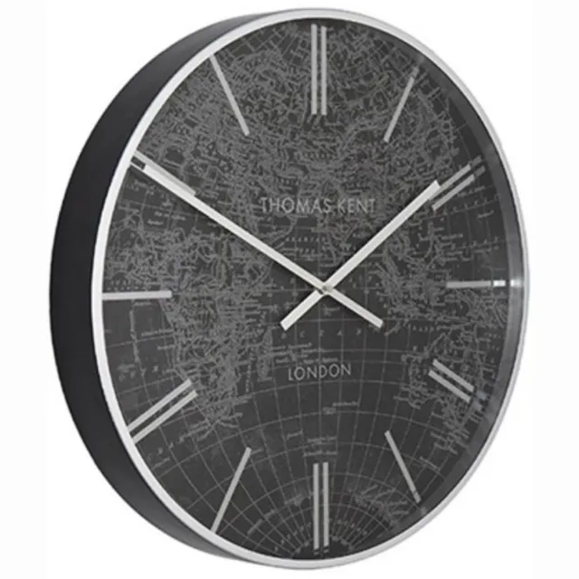 Thomas Kent Wandklok rond World Traveller S - 53cm - Zwart met zilver