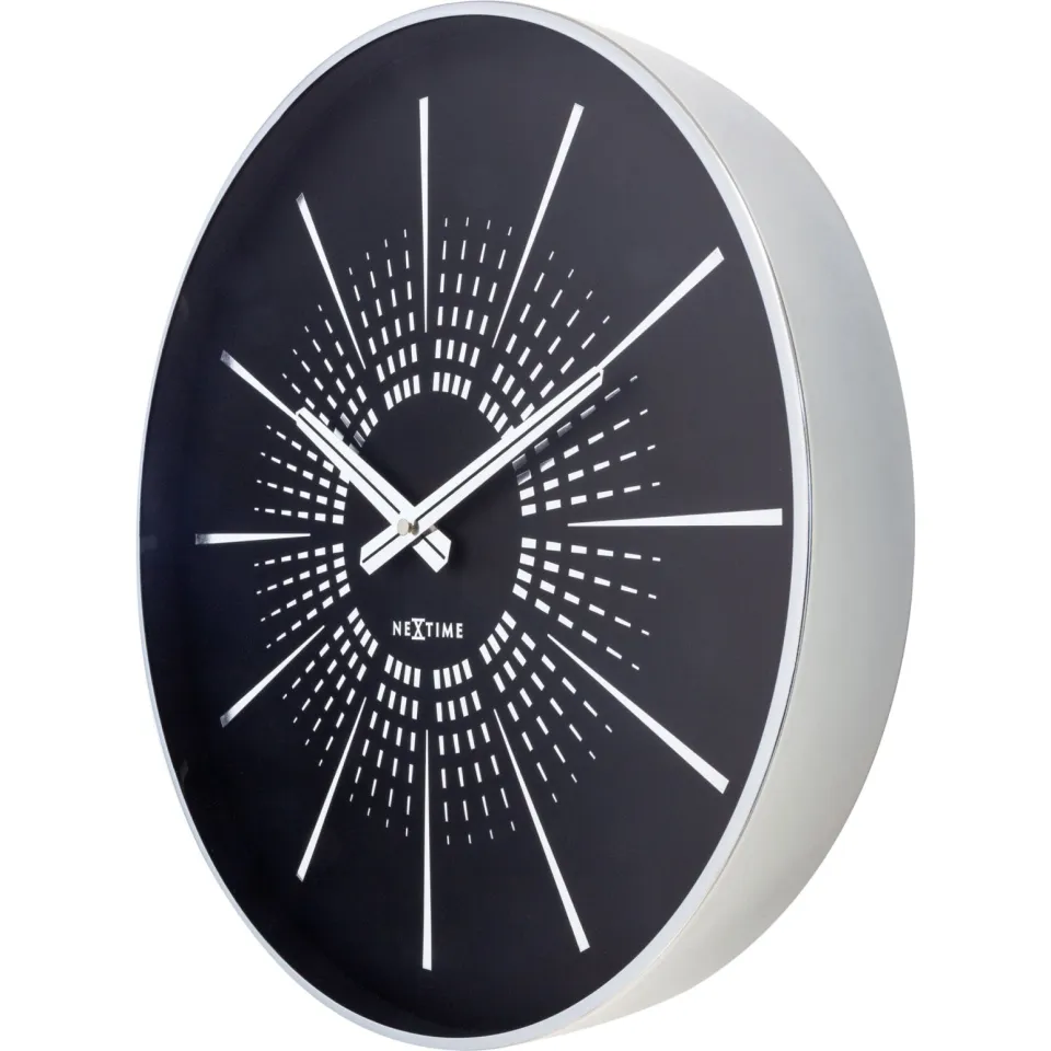 NeXtime Clocks Nextime Wandklok 40 cm - Stil - Metaal - "Excentric" zwart, foto 2