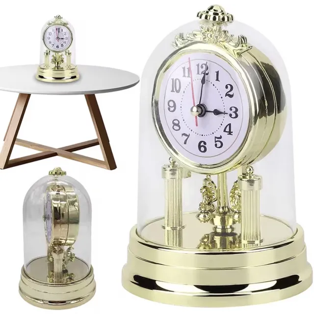 Dnntunk Tafelklok - Haardklok - Vintage Klokken - Woonkamerdecoratie - Lichtgewicht en Stevig - Kunststof - 11x16.8cm Goud