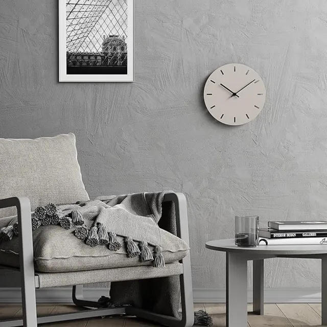 Famanu Berlin MNU 2530 P wandklok, geruisloos, zonder tikken, 30 cm, analoog, keuken, woonkamer, modern, vintage, warmgrijs
