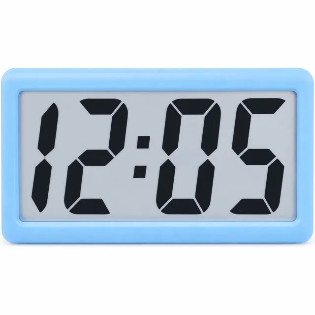 SWGOTA Digitale bureauklok met LCD - magnetisch, blauw - batterijvoeding en kunststof behuizing van 11 mm dik
