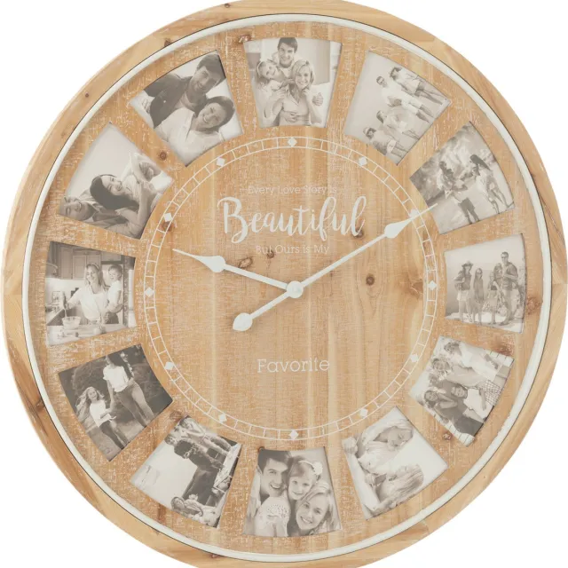J-Line klok Foto Beautiful - hout - naturel - Ø 80 cm