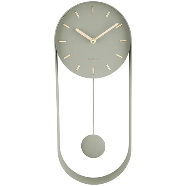 Karlsson Wandklok Pendulum Charm - Staal Jungle Groen - 50x20x4,8cm - Wandklok Scandinavisch