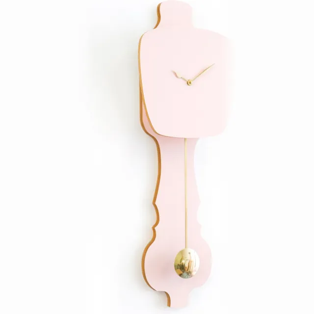 Kloq Wandklok met Pendule - Batterijen Inbegrepen - Wanddecoratie - Quartz Beweging - Niet-Tikkend Batterij Aangedreven - Perzik Pastel en Glanzend Goud - Groot Peach Pastel & Shiny Gold