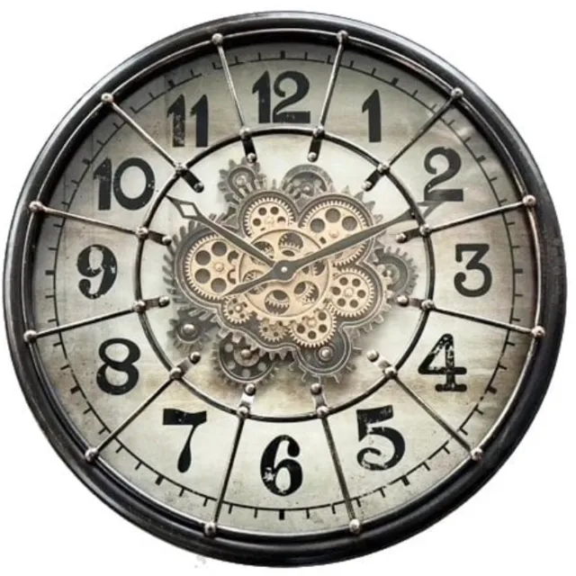 Boltze Klok - Radar - klok - Tandwiel - Vintage - Glas - Metaal - Ø 60cm - Zwart.