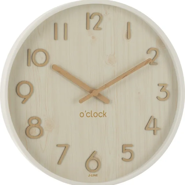 J-Line klok - multiplex/hout - wit - large - Ø 53 cm