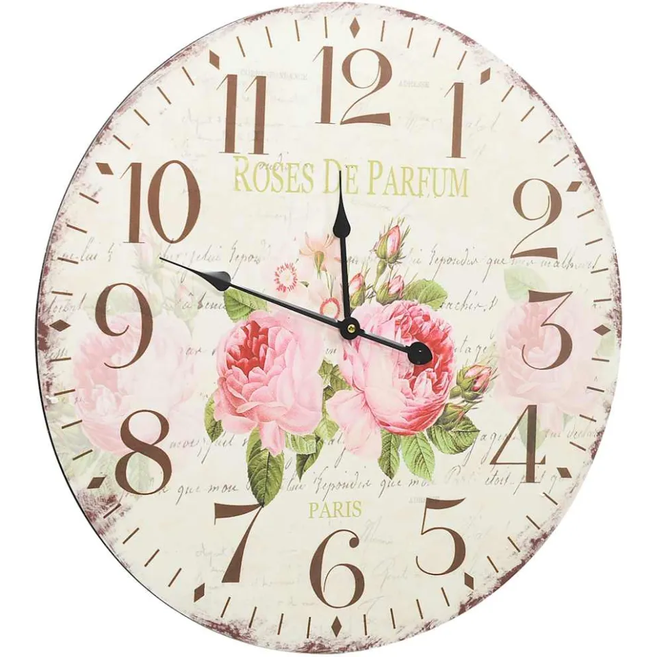 vidaXL Wandklok vintage stijl 60 cm bloemen meerkleurig, foto 3