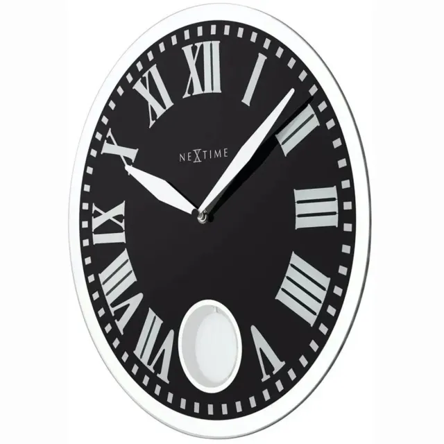 NeXtime Wandklok - 43 x 4.2 cm - Glas - Zwart - 'Romana'