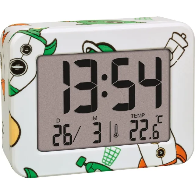 Famanu Digitale kinderwekker met raketmotief, temperatuurweergave en luid alarm Wit