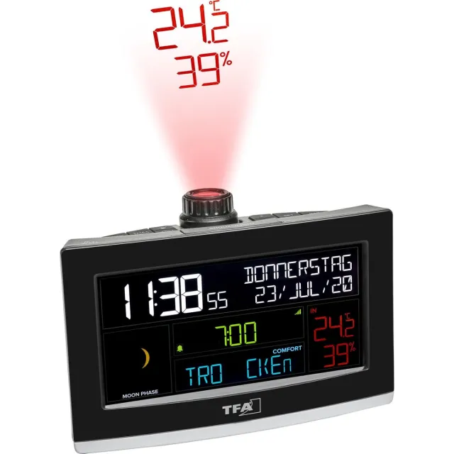 TFA Dostmann VIEW SHOW 35.8002.01 WiFi-tafelklok Quartz Digitaal Zwart