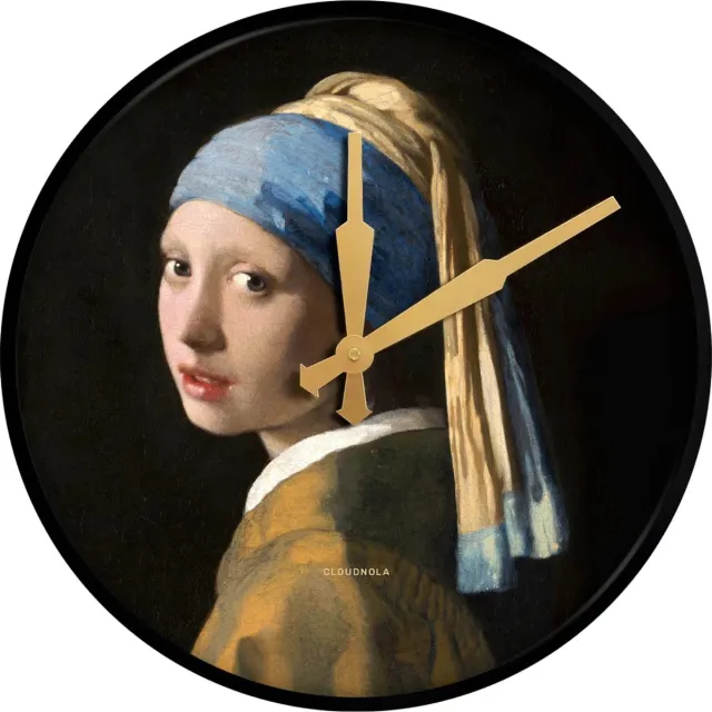 Cloudnola Klok Vermeer Meisje met de parel metaal 45 cm zwart