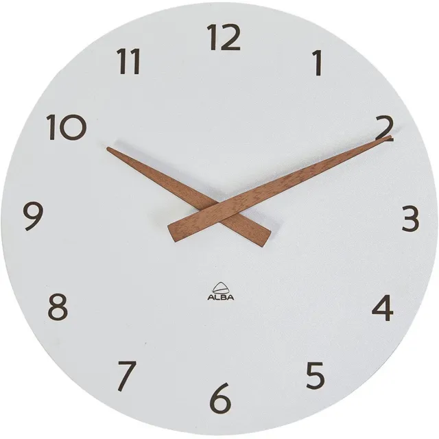 Alba Hormilena wandklok wit met houten wijzers 30 cm. Zie afbeelding