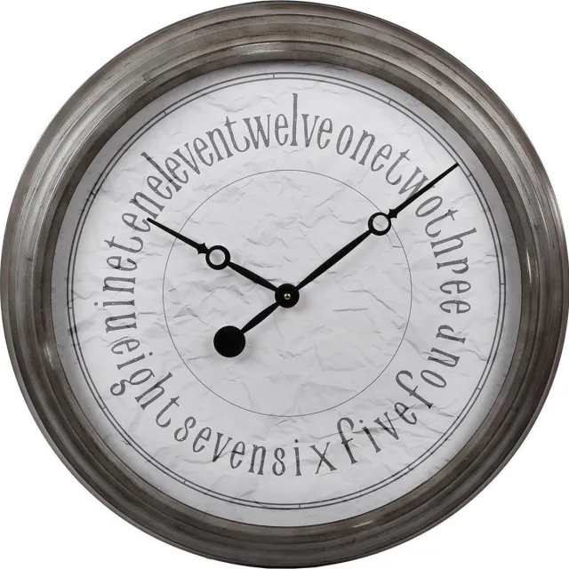 Gifts Amsterdam Wandklok Met Geschreven Letters 61x61x7 Cm Metaal Zilver