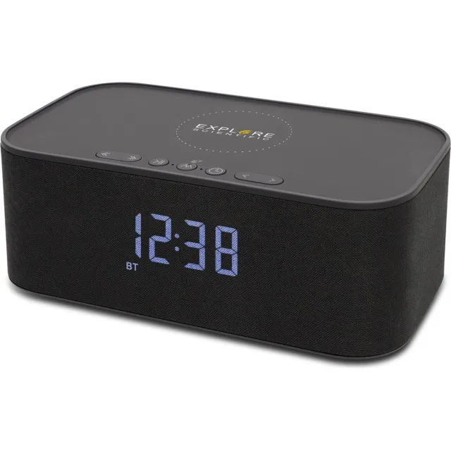 Bresser Explore Scientific Klok met Bluetooth Speaker - Draadloos opladen van Smartphone - Led - Zwart