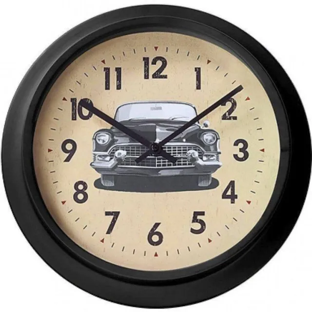 Tchibo Wandklok - Metaal - Oldtimer - 32 cm - Route66 Zwart