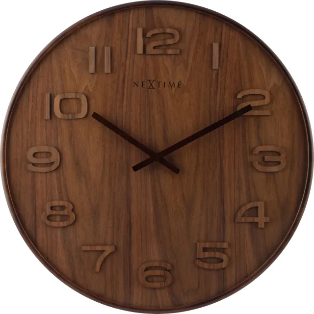 NeXtime Wood Wood Medium – Wandklok – 35 cm – Hout – Bruin