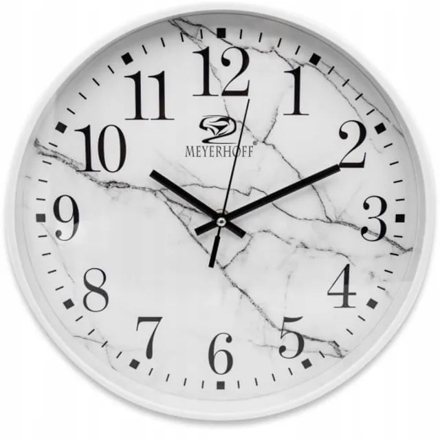 Tragar Wandklok 30 cm Marmerlook – Stille Analoge Klok met Quartz Uurwerk – Modern – Wit
